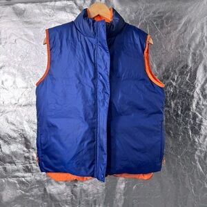 L.L.Bean Orange/Navy Women’s SMALL Quilted Reversible Goose Down Puffer Vest